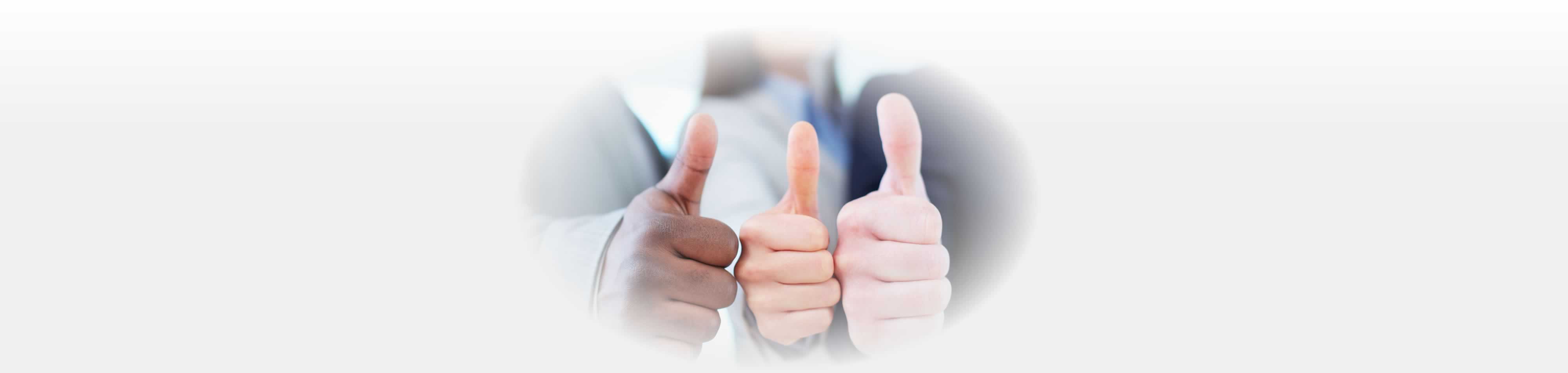 Photo of three thumbs up.